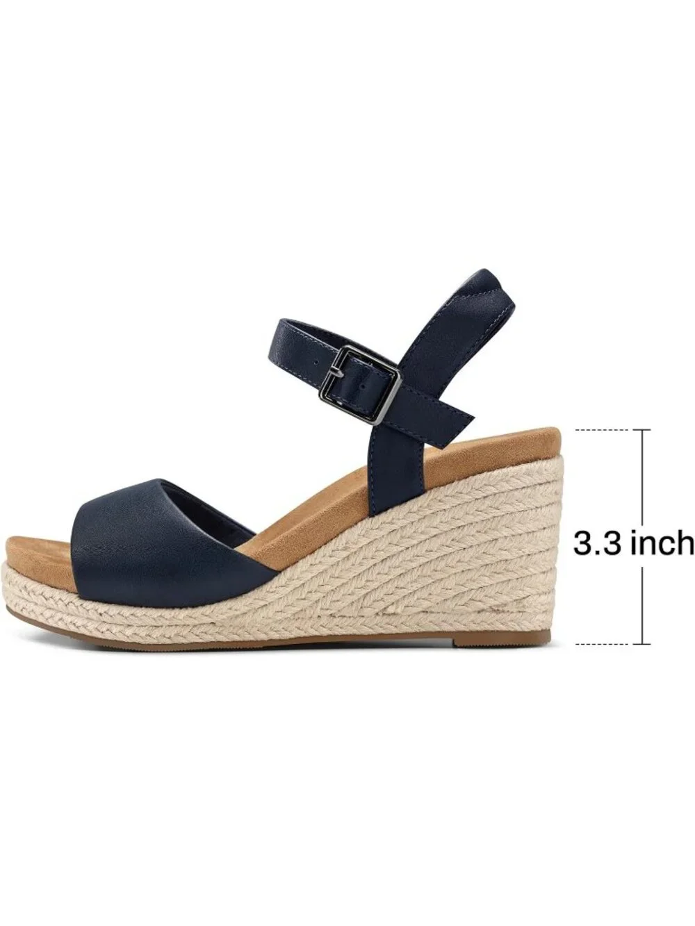 Women's Blue Summer Comfortable Adjustable Ankle Strap with Buckle Heel Sandals